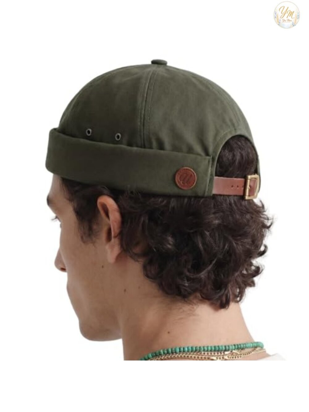 Vintage Brimless Sailor Hat Cotton Leather Strap Beanie Cap Unisex